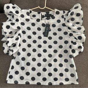 Gracia White and Black Polka Dot Blouse